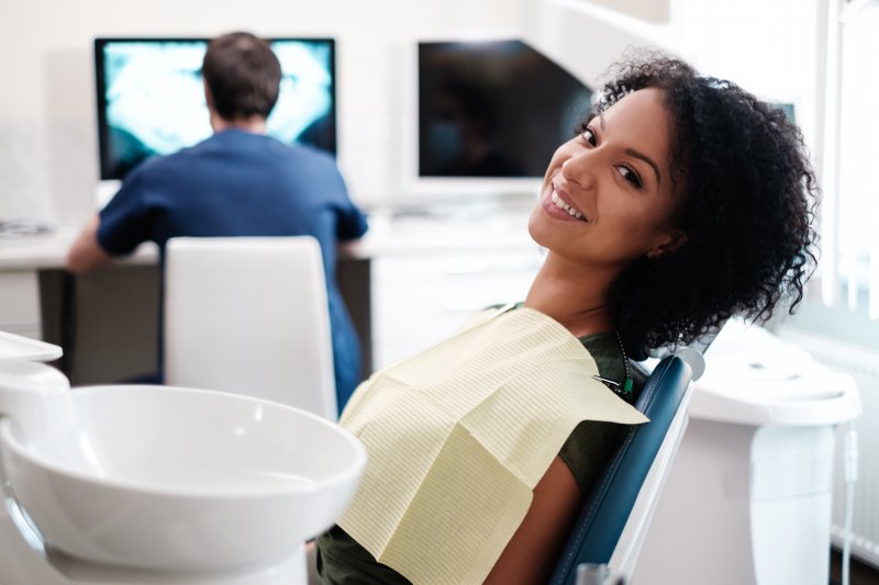 female patient at dental checkup in San Marcos