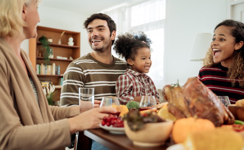 A happy family celebrating Thanksgiving