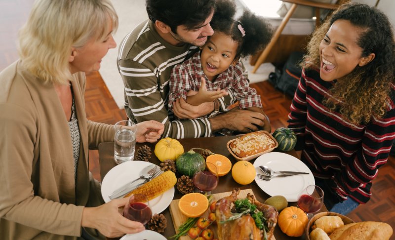 Family eating Thanksgiving